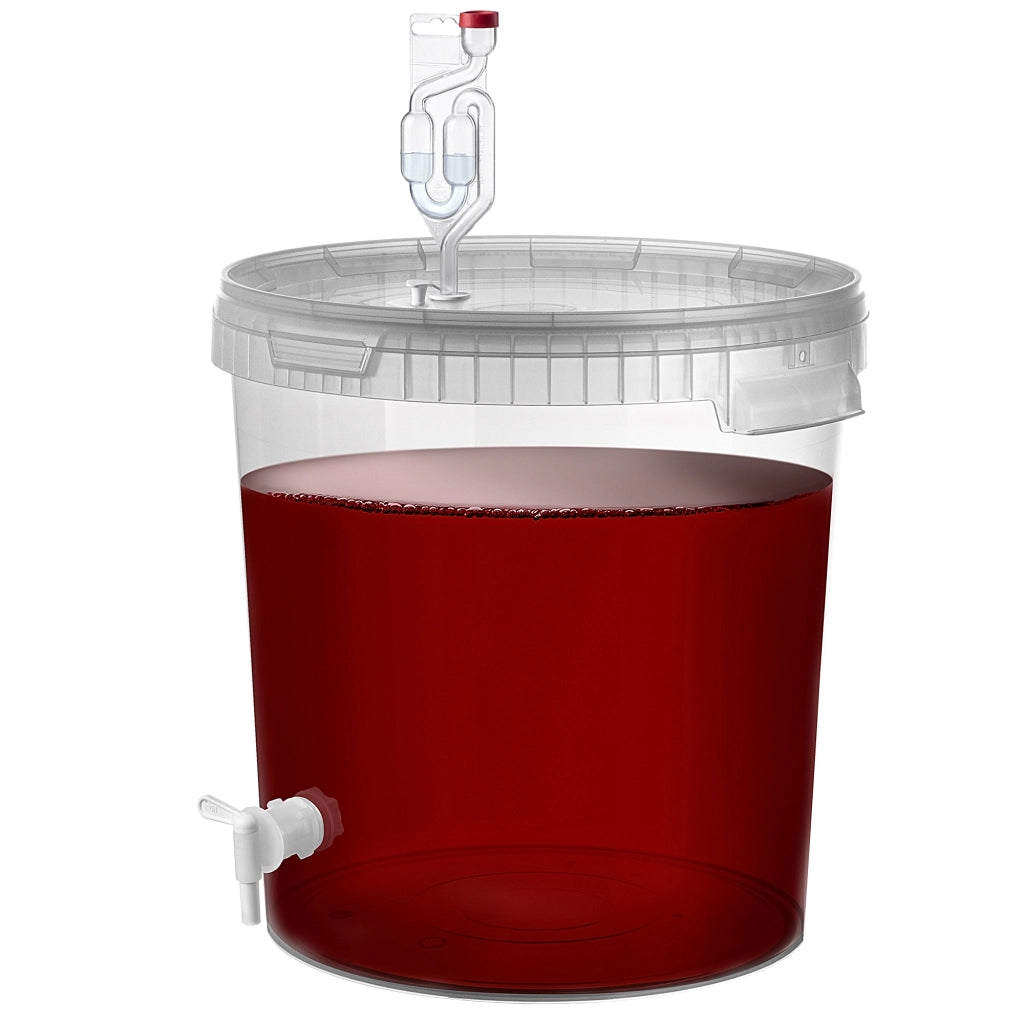 Set di contenitori per fermentazione KADAX da 33 litri per vino e liquori, completo di rubinetto, tubo e tappo.
