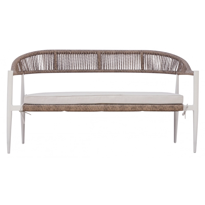 Salotto Milano In Alluminio Bianco + Seduta E Schienale In Wicker Paglia Moia