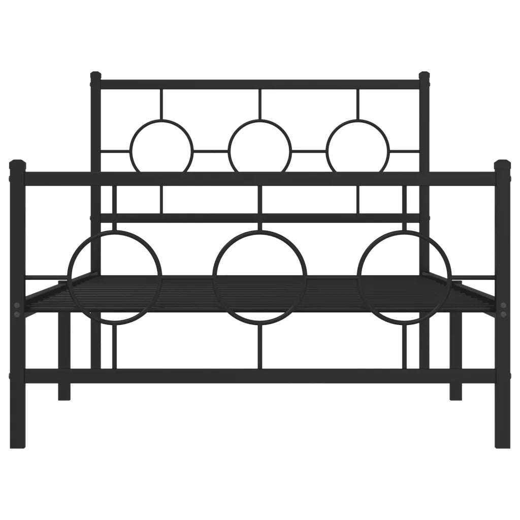 Giroletto con Testiera e Pediera-Struttura Letto Metallo Nero 100x190 cm 950313