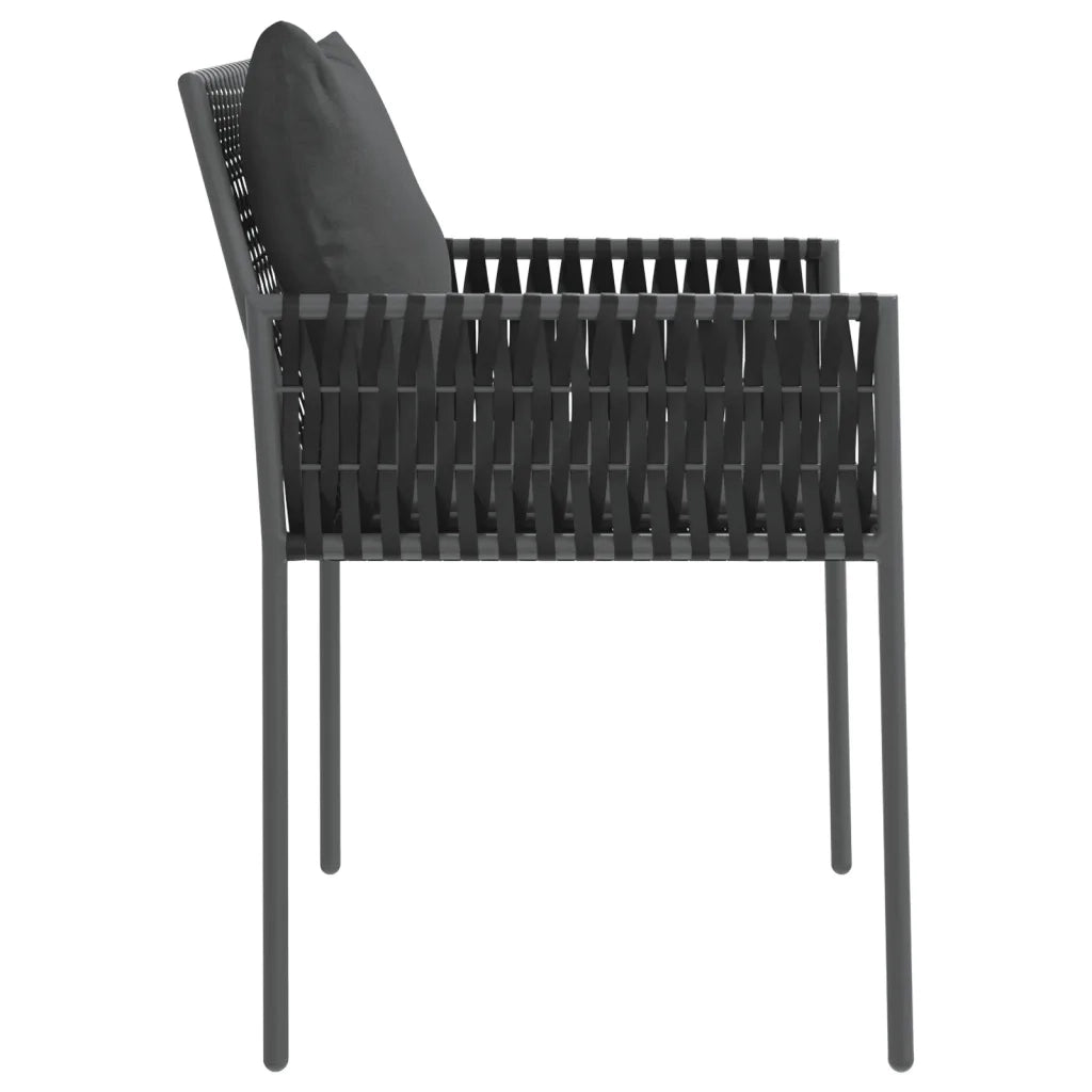 Sedie da Giardino con Cuscini 4pz Nere 54x61x83cm in Polyrattan 3187089