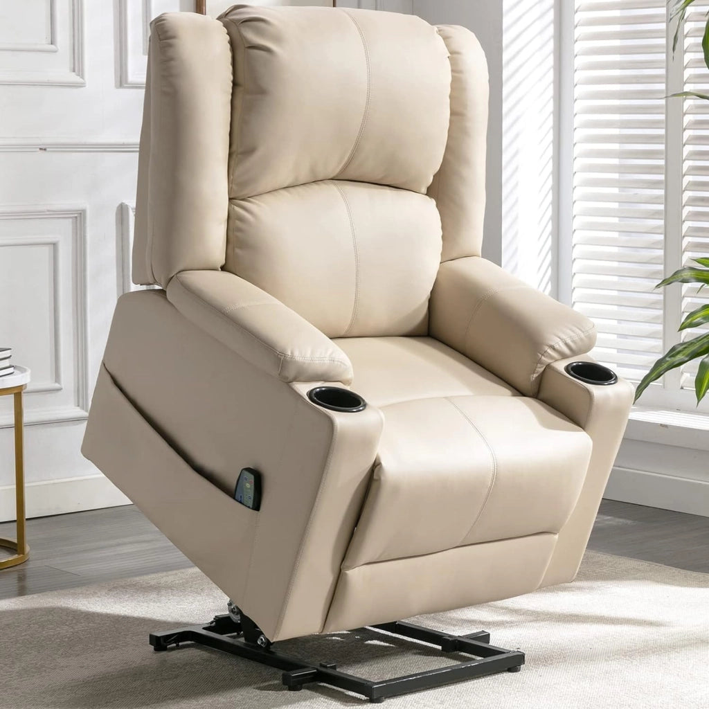Poltrona Relax Reclinabile Poltrone Relax Elettriche Schienale Regolabile, Poggiapiedi Retrattile, con 2 Portabicchieri, Tasche Laterali, Supporto per Stare in Piedi, Pelle PU Marrone