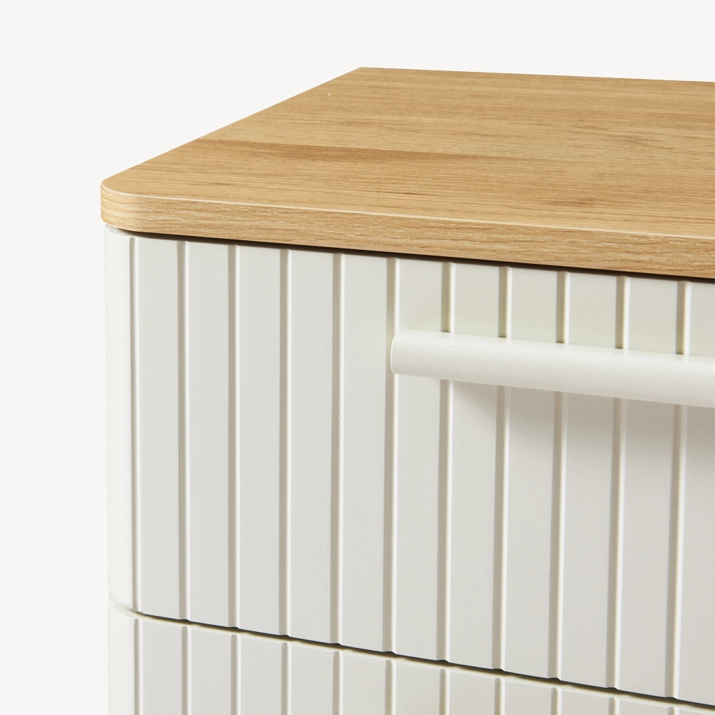 Comodino Ferrersp Mobile Contenitore con 2 Cassetti 50 x 40 x 40 cm - Effetto Rovere / Avena Oatmeal [en.casa]