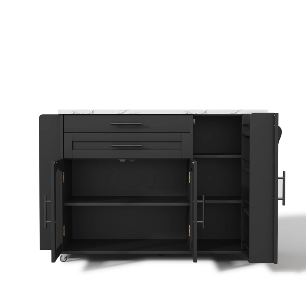 Isola cucina con piano ribaltabile 138x70x90 cm in MDF nero