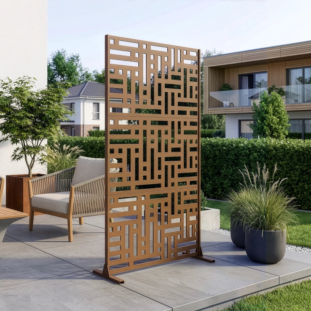 Pannello Divisorio Bernalda Struttura Traforata in Acciaio 180 x 90 cm Marrone casa.pro