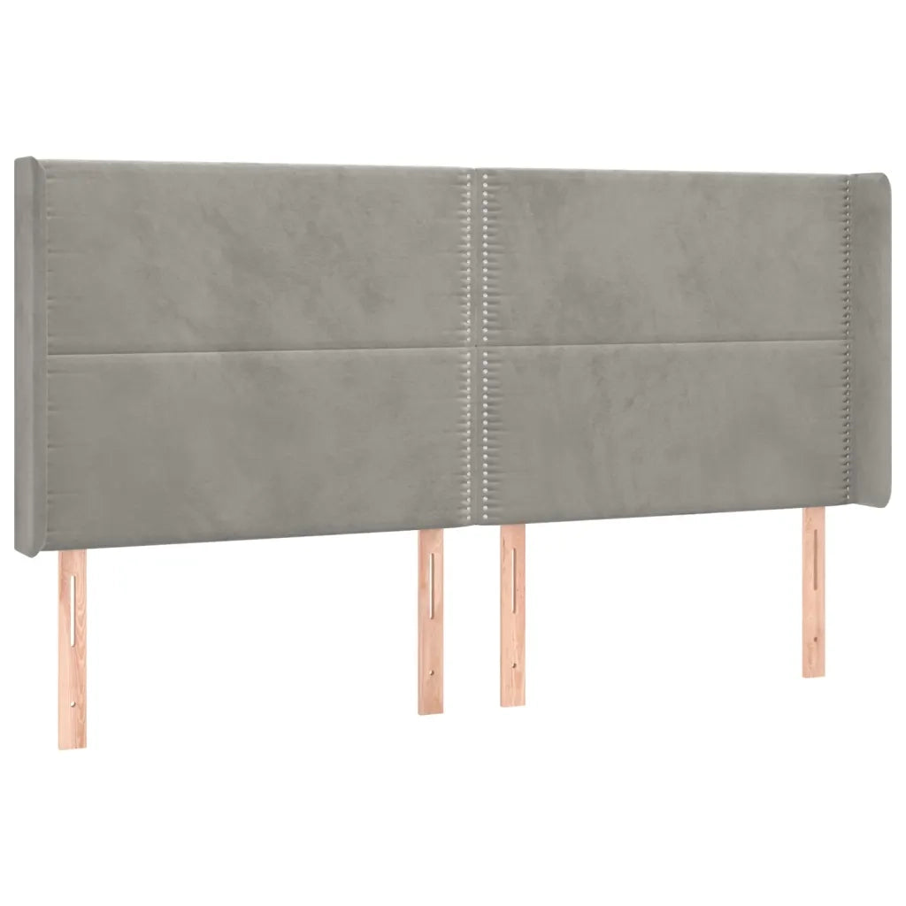 Letto a Molle Materasso e LED Grigio Chiaro 200x200 cm Velluto