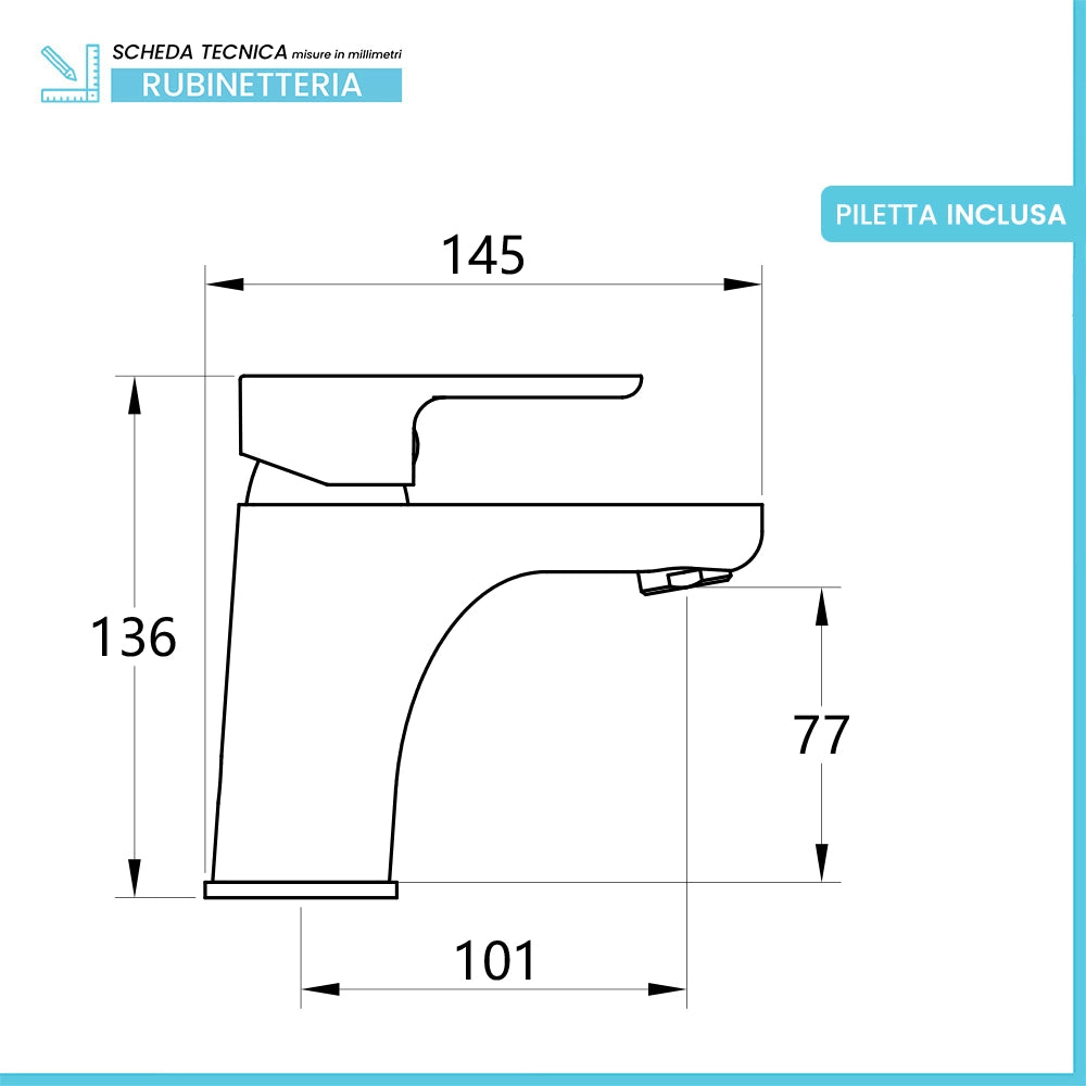 Set miscelatore lavabo e bidet cromo lucido con piletta a salterello Selma