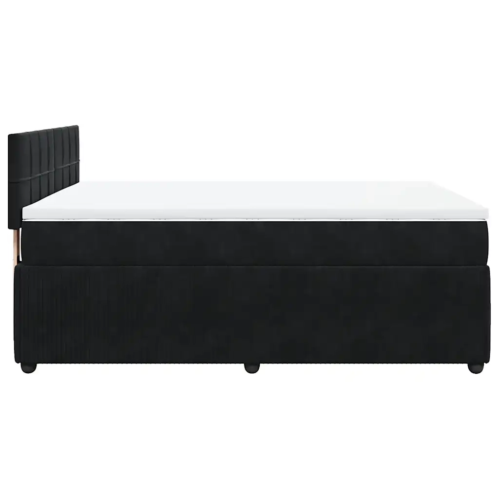 Giroletto a Molle con Materasso Nero 140x190 cm in Velluto