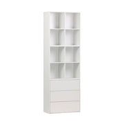 Libreria modulare in legno, 3 cassetti 8 vani, bianco