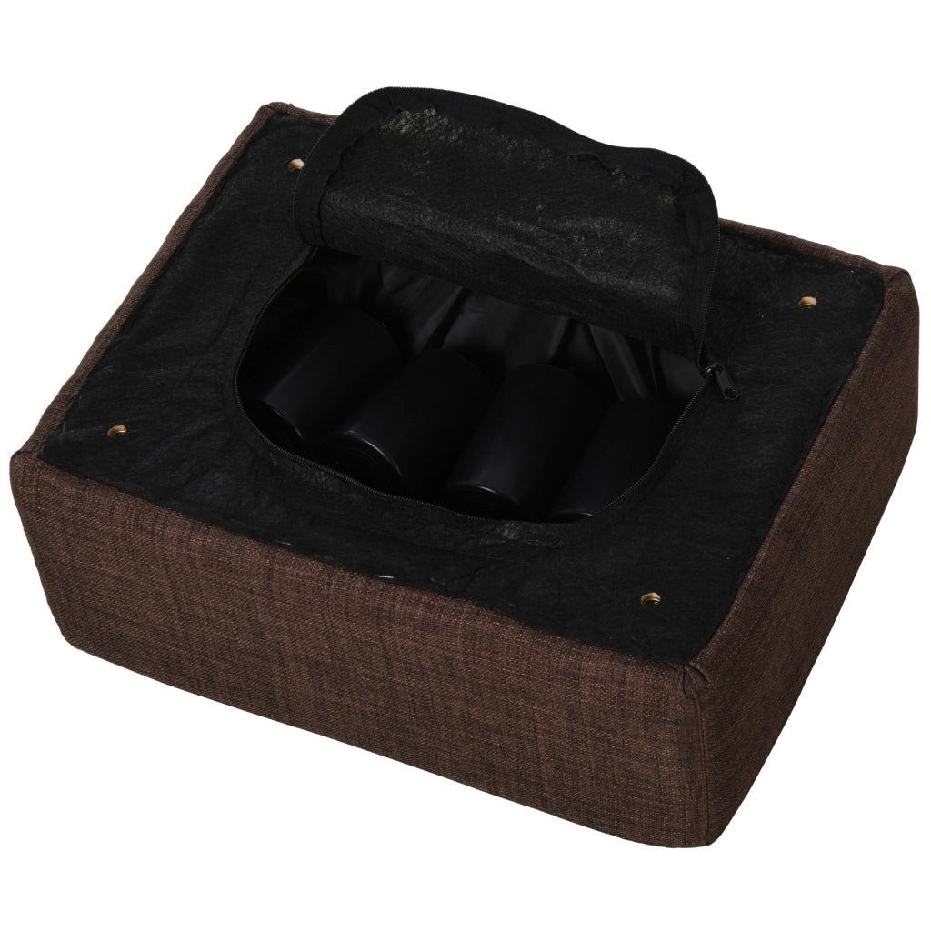 Pouf in tessuto effetto lino ¨C zephmum ¨C marrone 40x30x24cm