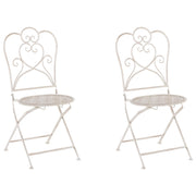 Set di 2 sedie da bistrò da giardino in ferro beige chic francese