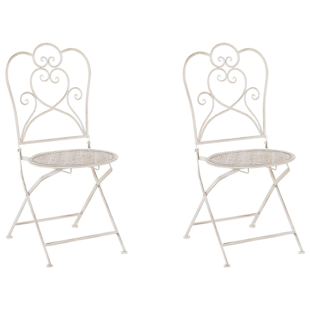 Set di 2 sedie da bistrò da giardino in ferro beige chic francese