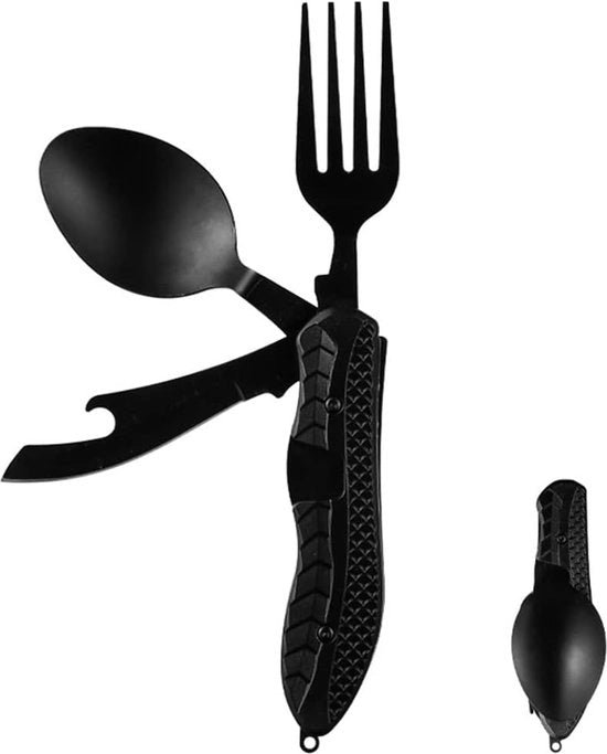 Multiuso Kit da Campeggio - Forchetta, Cucchiaio, Colapasta - Kit da Campeggio Multitool - Pieghevole - Kit da Campeggio - Kit da Campeggio da Regalo per Uomo e Donna