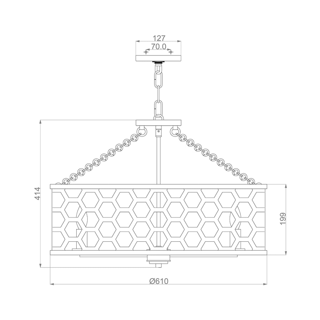 Lampadario Felix Hinkley oro caldo metallo 6xE14 Ø61cm