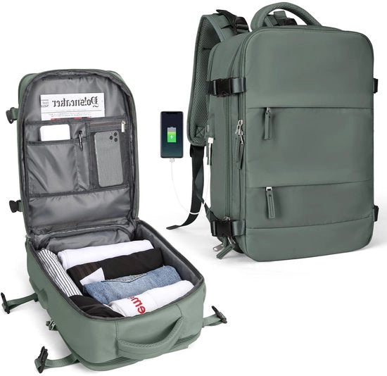 Borsa da Viaggio Grande per Donne, Borsa da Mano, Borsa da Campeggio, Borsa da Sport All'Aperto, Borsa da Uscita, Zaino da Scuola con Porta Laptop e Porta Scarpe, 35,5 cm, Verde Oliva