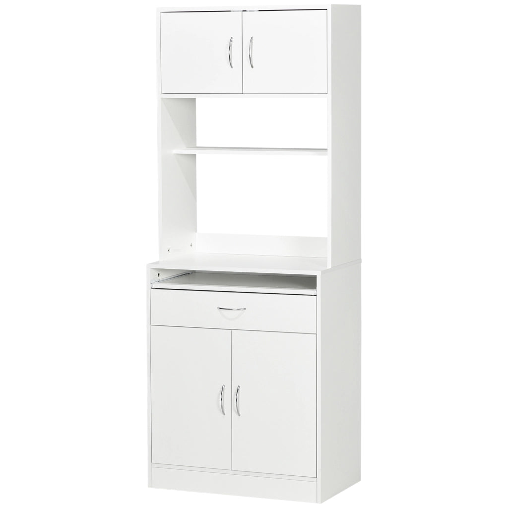 Credenza Cucina Soggiorno con 4 Porte Cassetto e Ripiano Aggiustabile ¨C zephmum ¨C Bianco 70x40x180 cm