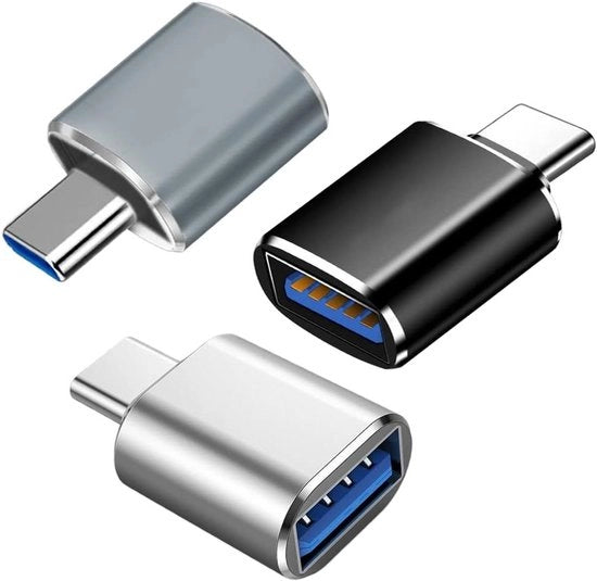 Adattatore USB C a USB (3 pezzi) OTG per MacBook Pro Samsung Galaxy - Nero/Argento/Grigio