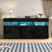 Credenza da soggiorno nera con illuminazione LED