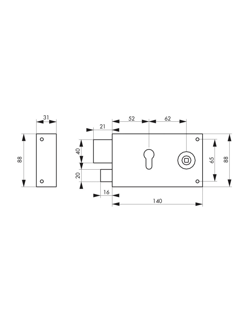 Cassa serratura CP in acciaio inox 140 x 88 mm, sinistra – THIRARD