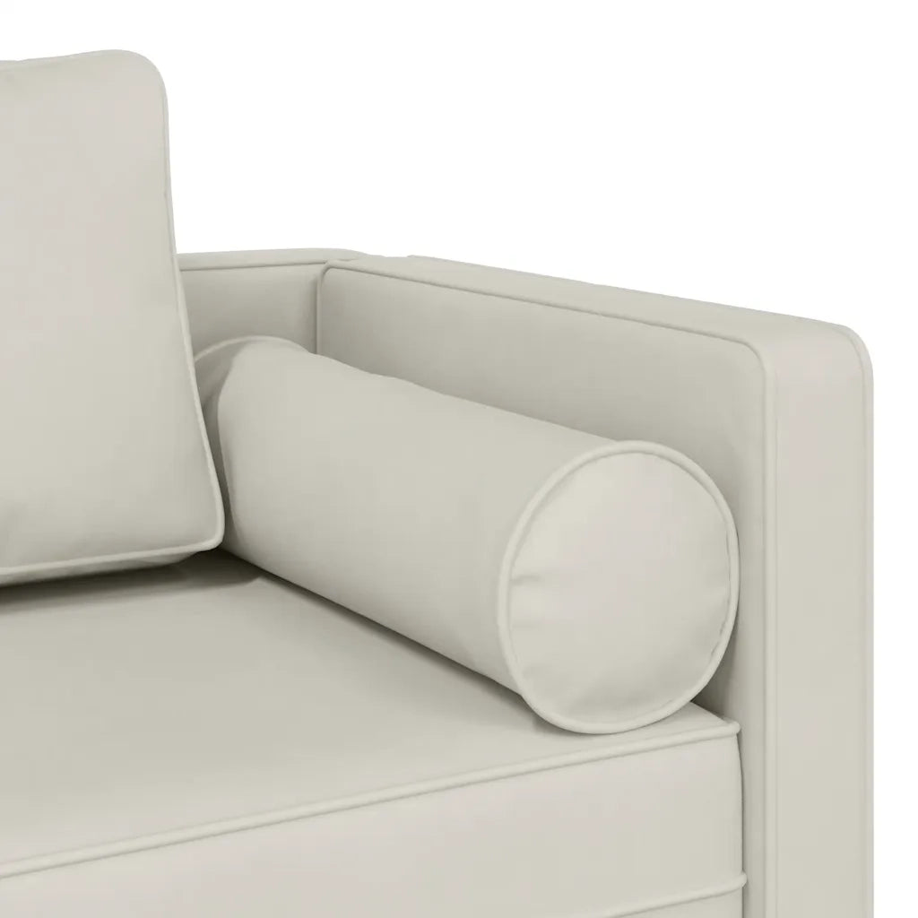 Chaise Longue con Cuscini Crema in Velluto CFW4838619