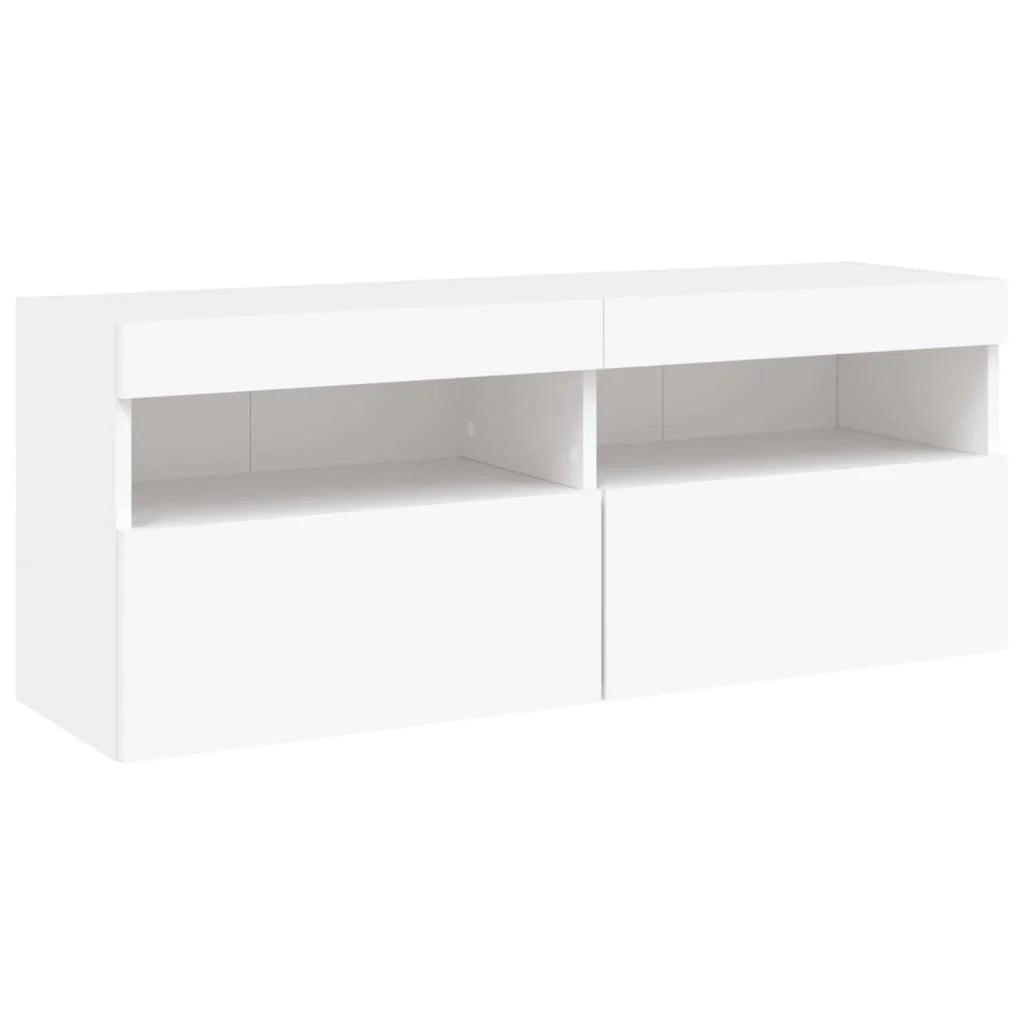 Set di 7 mobili porta TV/credenza da parete per soggiorno camera da letto o sala da pranzo con luci a LED bianco (02_0025358)