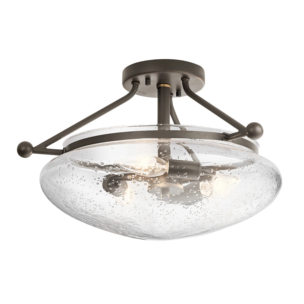 Lampada A Soffitto Contemporanea Belle Acciaio Bronzo Antico Vetro 3 Luci E14