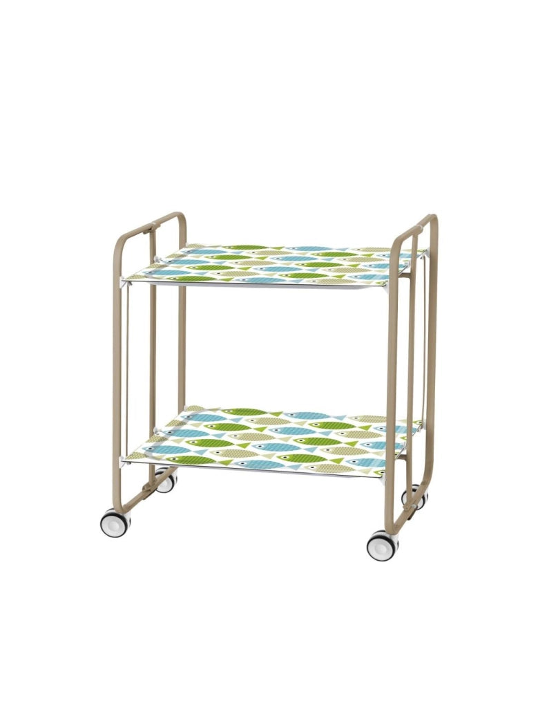 Carrello da cucina pieghevole sabbia con ruote BAUHAUS 2 ripiani