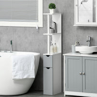 Mobile a Colonna da Bagno 15,2x29,8x118 cm in Legno Bianco e Grigio