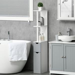 Mobile a Colonna da Bagno 15,2x29,8x118 cm in Legno Bianco e Grigio