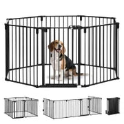 Cancelletto di Sicurezza per Cani Pieghevole a 8 Sezioni, Sistema di Blocco e Chiusura Automatica, Nero