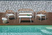 Cheonda - Set Milano - Composto Da 2 Poltrone, 1 Divano E Un Tavolino Con Piano A Doghe Di Alluminio 100 X 55 X 45 Cm - Struttura In Alluminio   B - Seduta E Schienale In Twist Wicker Ø 5 Mm Paglia - Cuscini Sfoderabili Colore: Grigio