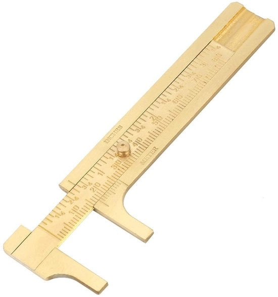 Misuratore Mini a Slittura - Scala Metallica Doppia - Lega di Rame - Aiuto alla Marcatura - Misurazione Precisa - 80mm - Strumento di Misura