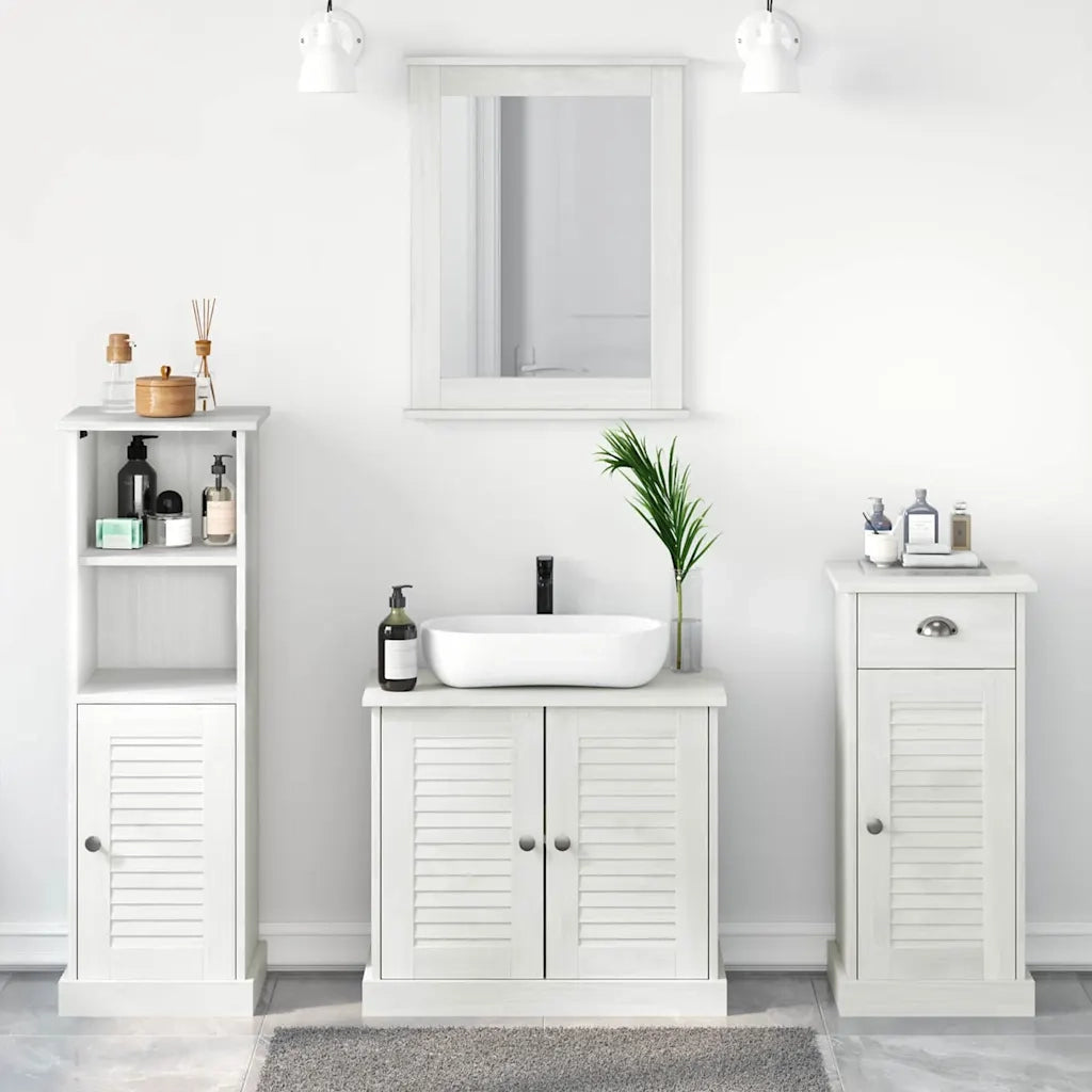 Set di mobili per il bagno 4 pcs Bianco Antico Pino massello 3328546