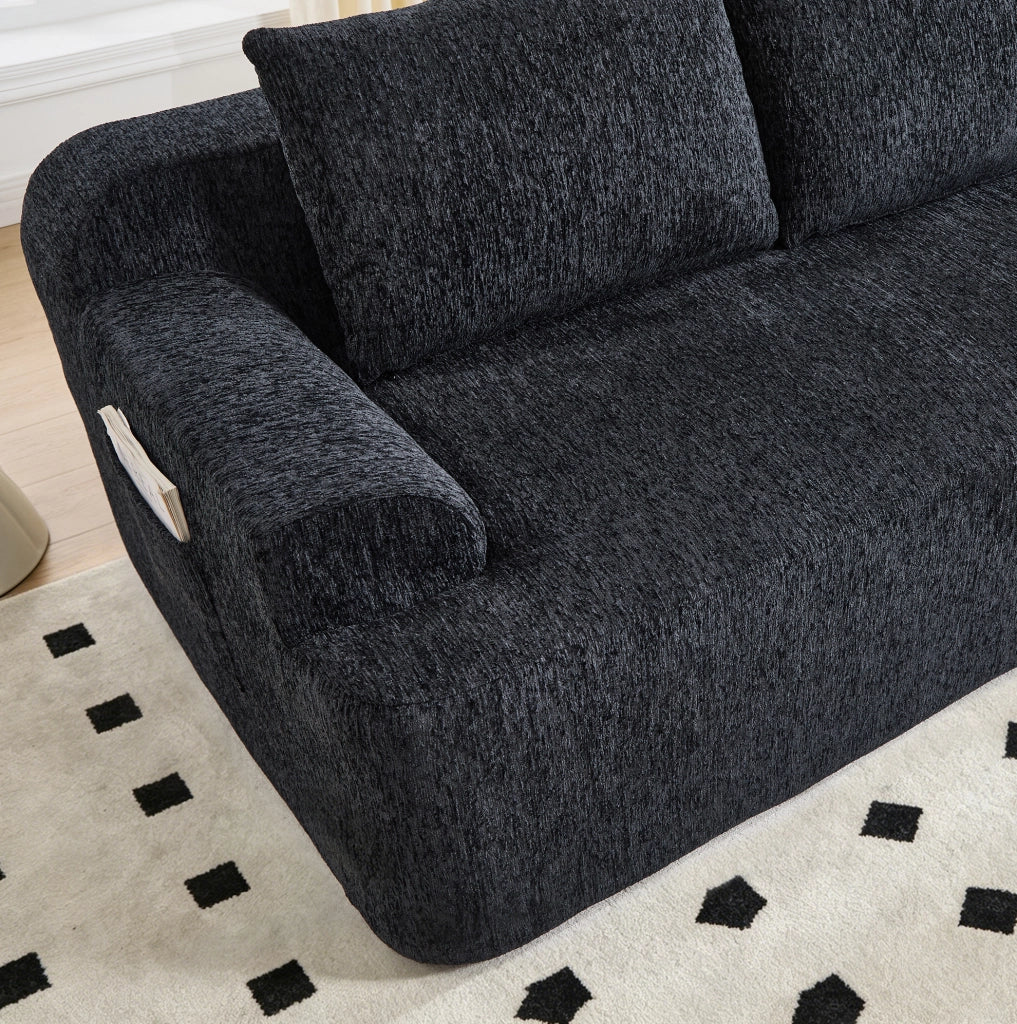 Divano letto modulare in tessuto con 2 cuscini, nero, 68 x 45,5 x 68 cm