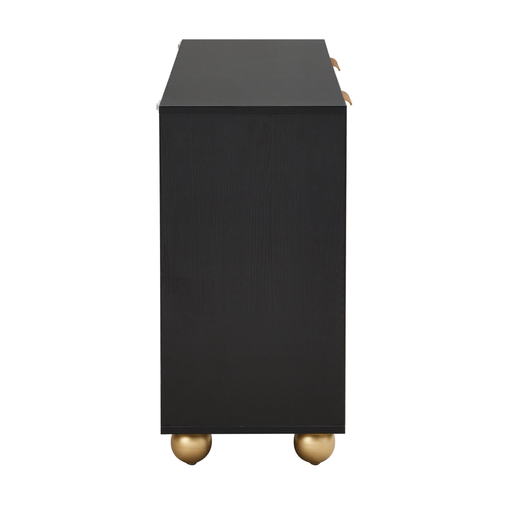 Credenza 120x35x71.5 cm con 4 ante; ripiani regolabili; MDF nero