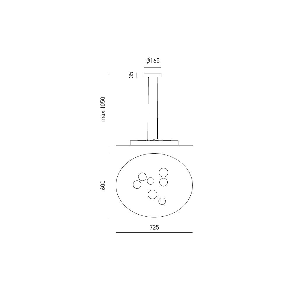 Sospensione a led Luna tonda in metallo bianco 72,5x60cm, 10 luci GX53 max 10x8W, biemissione, IP20, lampadine escluse