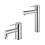 Set miscelatori lavabo alto e bidet cromo in ottone con leva monocomando slim Alba