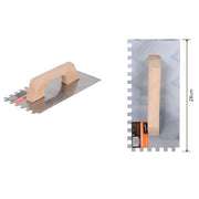 Trade Shop - Frattone Cazzuola In Acciaio 28 Cm Manico Legno Spatola Dentata Muratore 90513 -