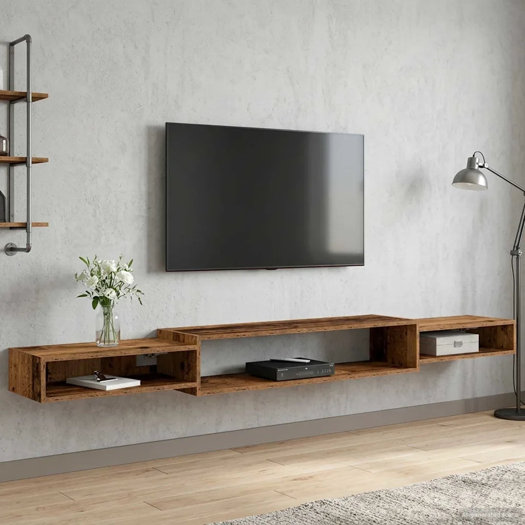 Mobile TV da Parete A parete Legno antico 220 x 28 x 21 cm