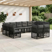 Set di divani da esterno Nero e Grigio scuro Poliestere 3437589