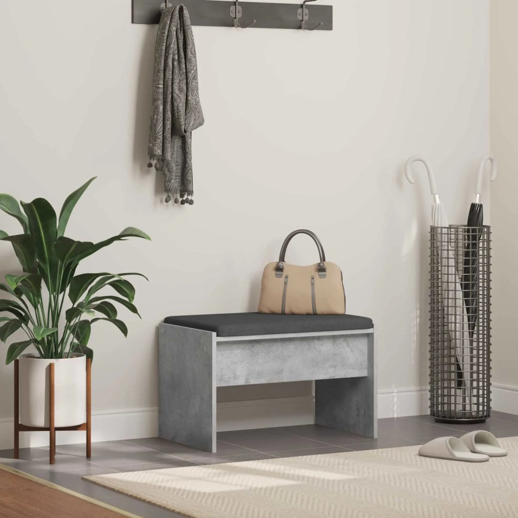 Panca per ingresso con cuscino Grigio cemento 63 x 38 x 40 cm 891547