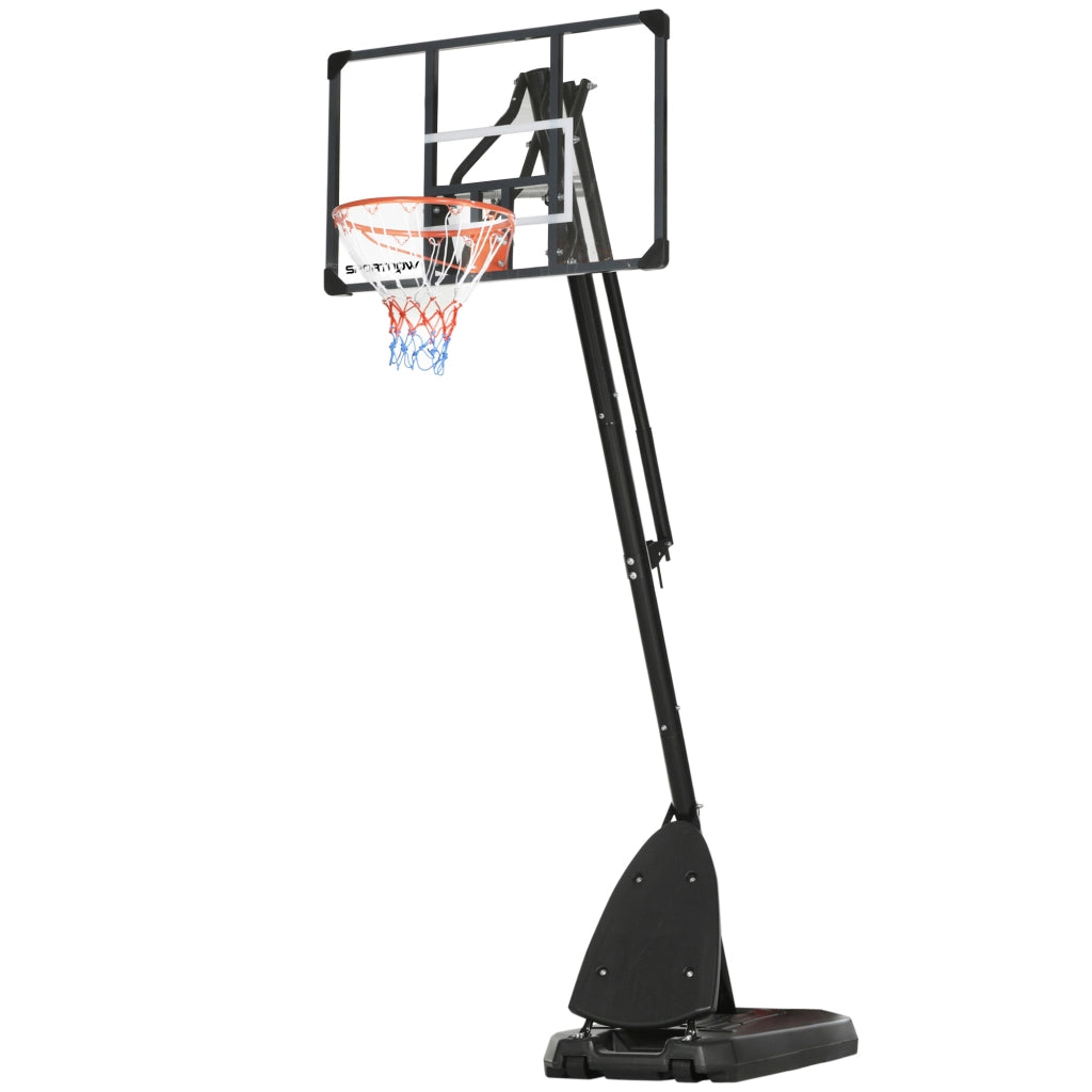 Canestro da Basket Regolabile Portatile con Tabellone e Ruote ¨C zephmum ¨C Nero e Rosso 107x70cm