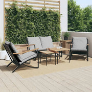 Set Mobili da Balcone 5 pz con Cuscini Nero in Acciaio