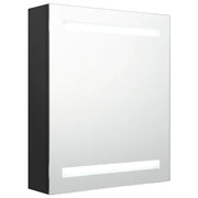 Mobiletto da bagno a parete con specchio a LED 50 x 14 x 60 cm con illuminazione moderna e 3 ripiani in MDF nero 02_0046735