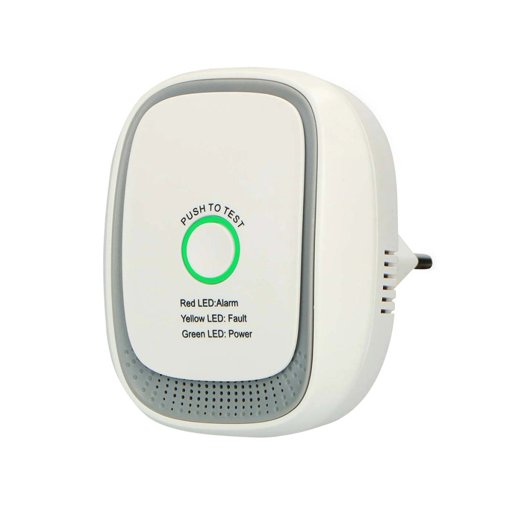 Rilevatore di Gas Metano a Presa con Allarme Sonoro 70 dB Certificato EN50194 Bianco / Grigio Alecto
