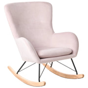 Sedia A Dondolo Velluto Rosa Gambe In Metallo Pattini In Legno Moderni