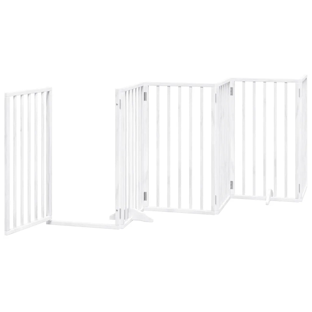 vidaXL Cancello Cani Porta Pieghevole Bianco 9 Pannelli 450 cm Pioppo