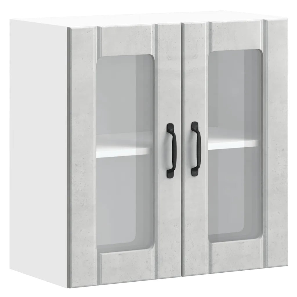 Pensile da Cucina con Porta in Vetro Lucca Grigio Cemento 853911