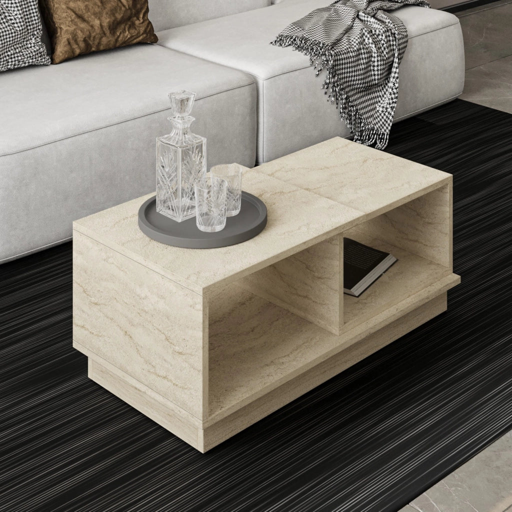 Tavolino in legno "Consept" - 90 x 45 x 36 cm - Travertino