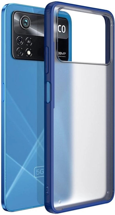 Copri Laterale Poco X4 Pro in Pelle di Protezione Armor Transparente Blu