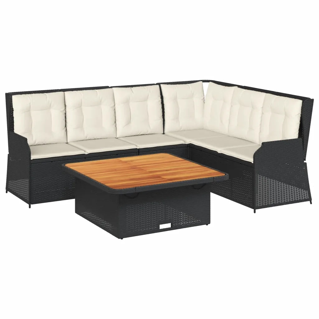 Set Divani da Giardino 5 pz con Cuscini Nero in Polyrattan 3262615